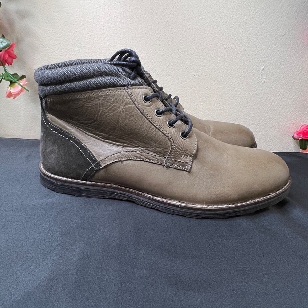 Crevo Geoff Men’s Leather Ankle Boots Brown Lace Up Casual Winter 11.5 🌹